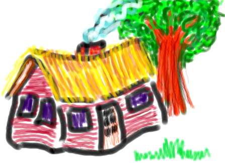 Pocket Artist Crayon Style drawing of house using the Sketch feature